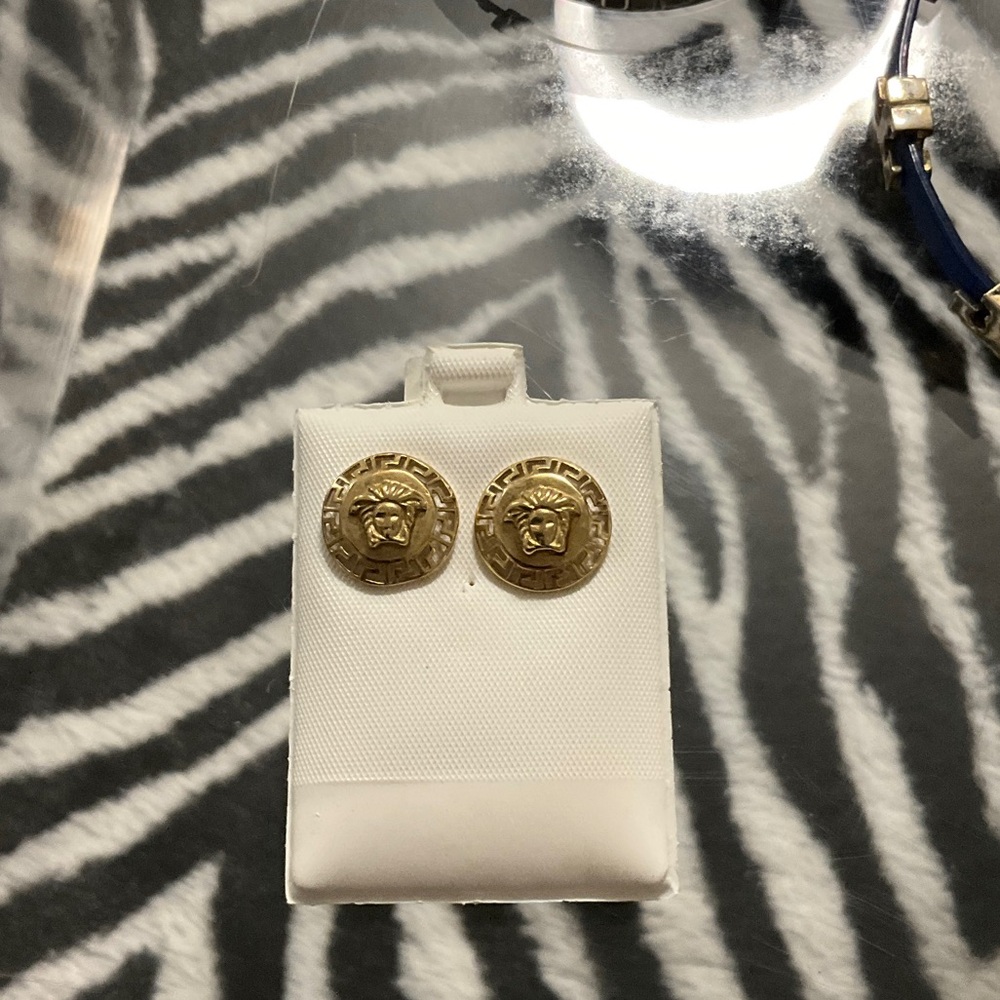Versace Gold Medusa Round Earrings